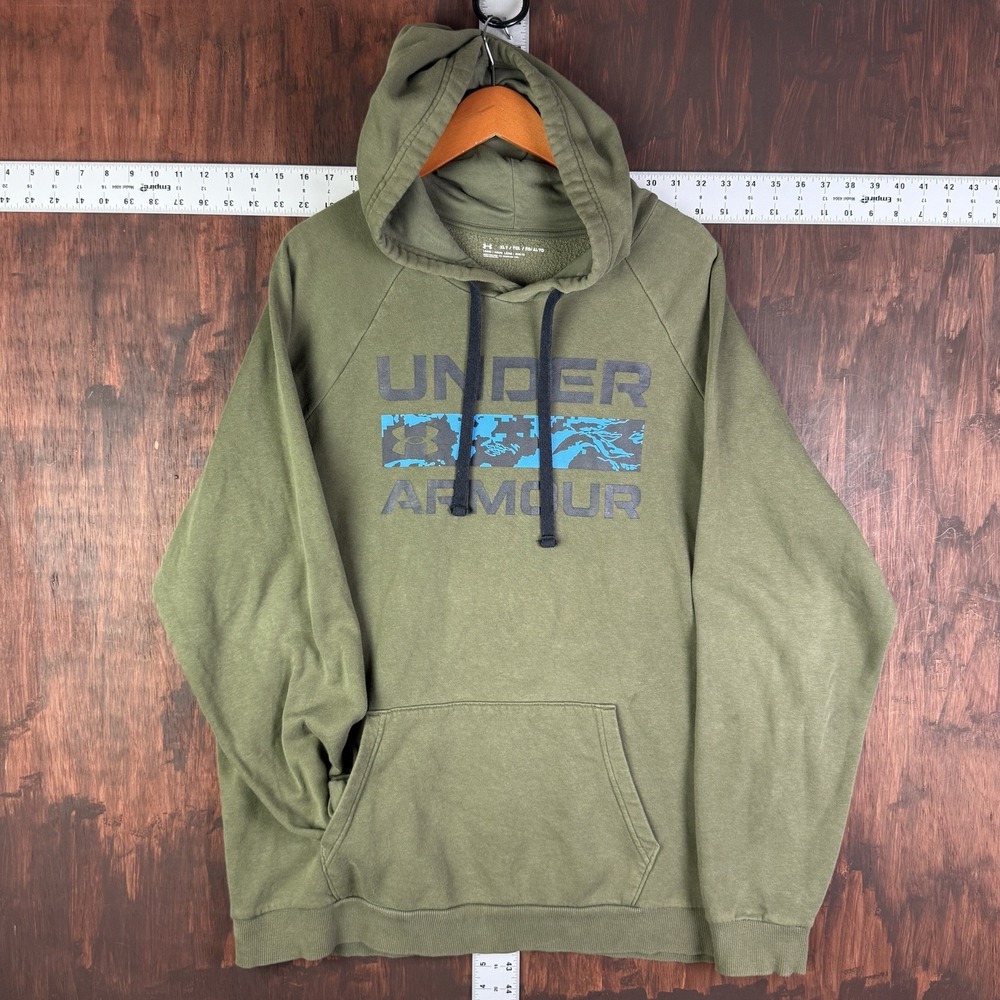 Under Armour Rival Fleece Hoodie Sweatshirt Logo Graphic Green Mens Large TALL‎
